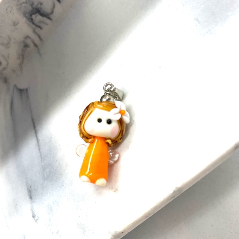 Handmade glass girl 👧 pendant with silver chain